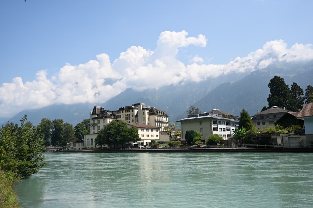 swiss alps landscape with bank